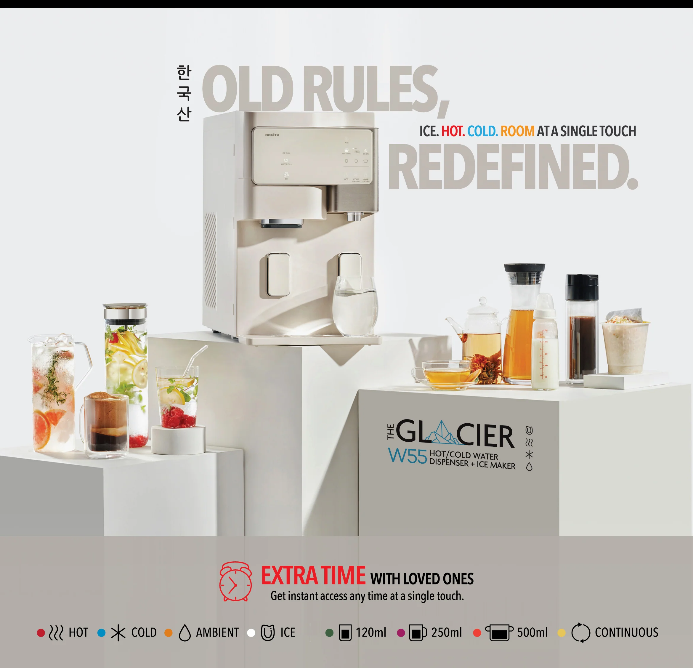 Novita The Glacier W55: Hot/Cold Water Dispenser + Ice Maker